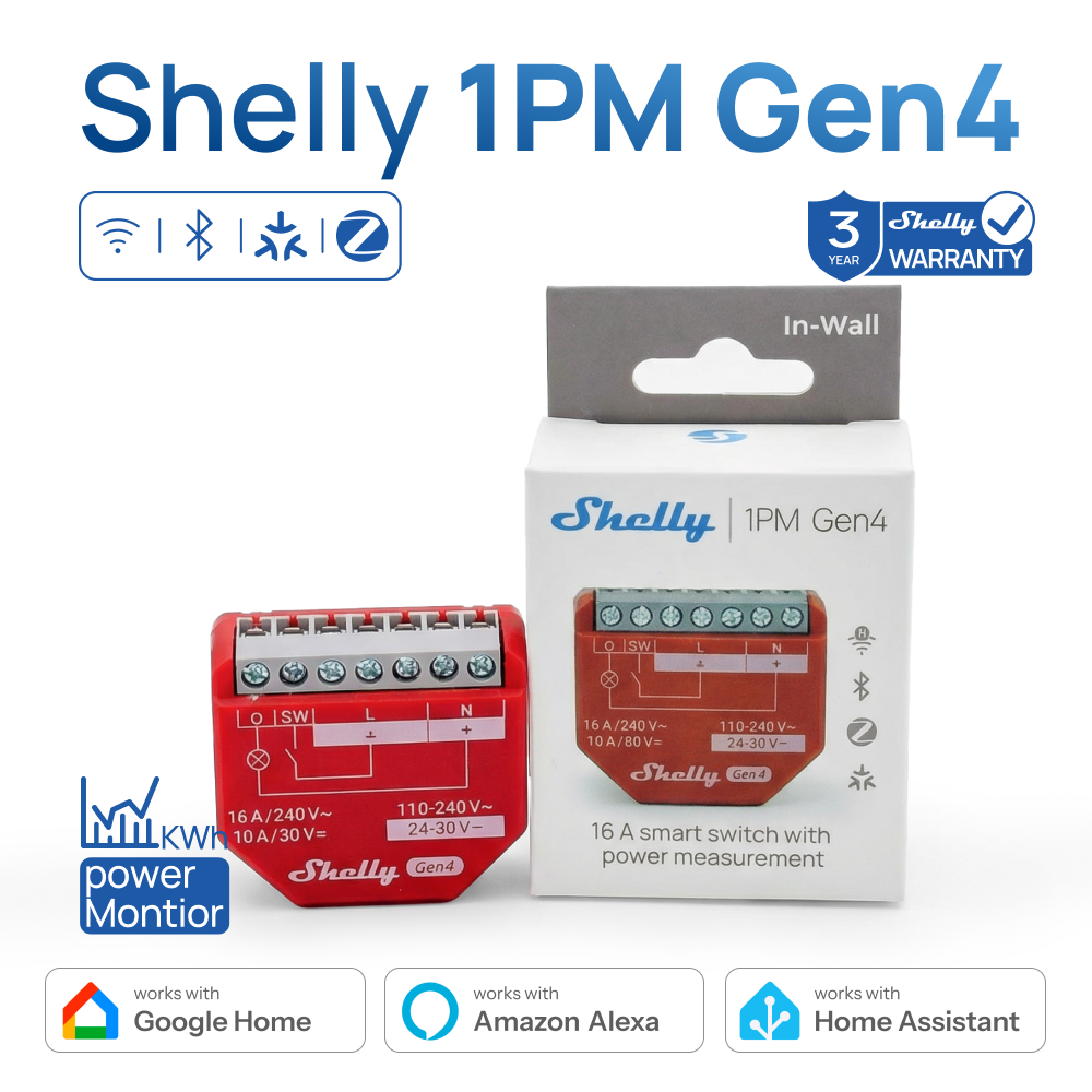 Shelly Relay Module - Shelly 1PM Gen4 Zigbee Dispositivos Matter
