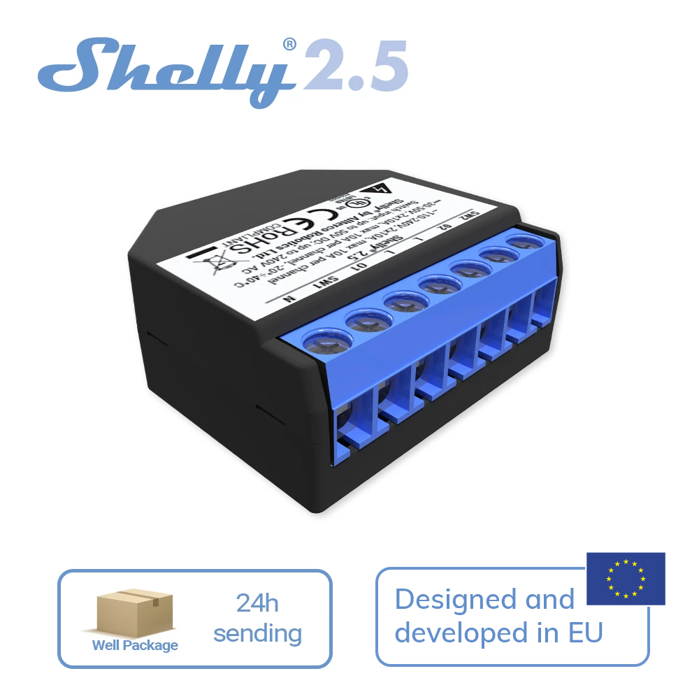 Shelly 2.5 Smart Home Double R - Shelly Relay Module บทวิจารณ์และราคา