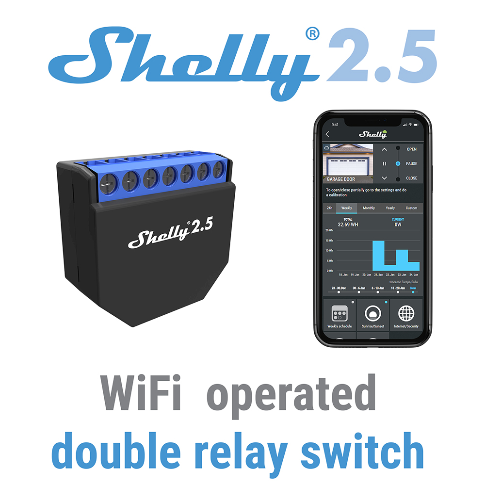 Shelly 2.5 Smart Home Double R - Shelly Relay Module บทวิจารณ์และราคา