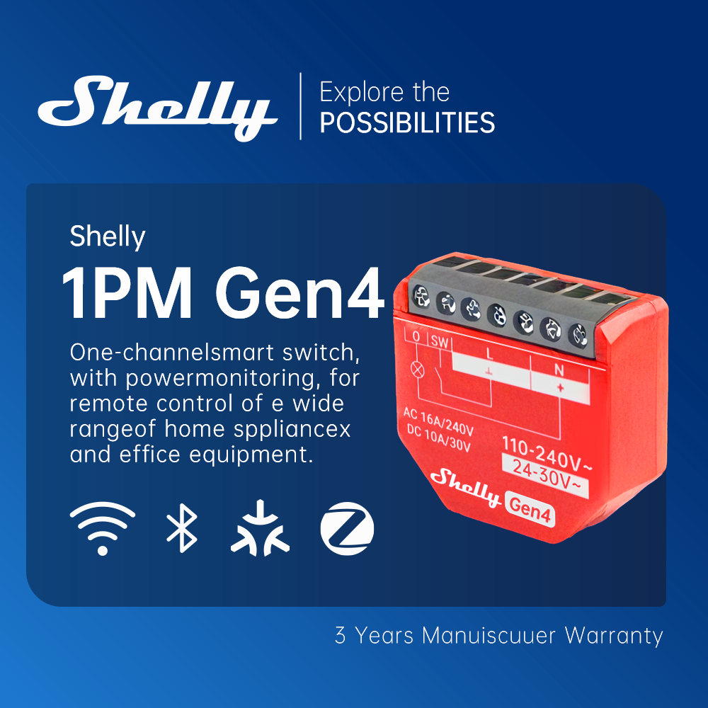 Shelly 1PM Gen4 Zigbee Disposi - Shelly Relay Module บทวิจารณ์และราคา