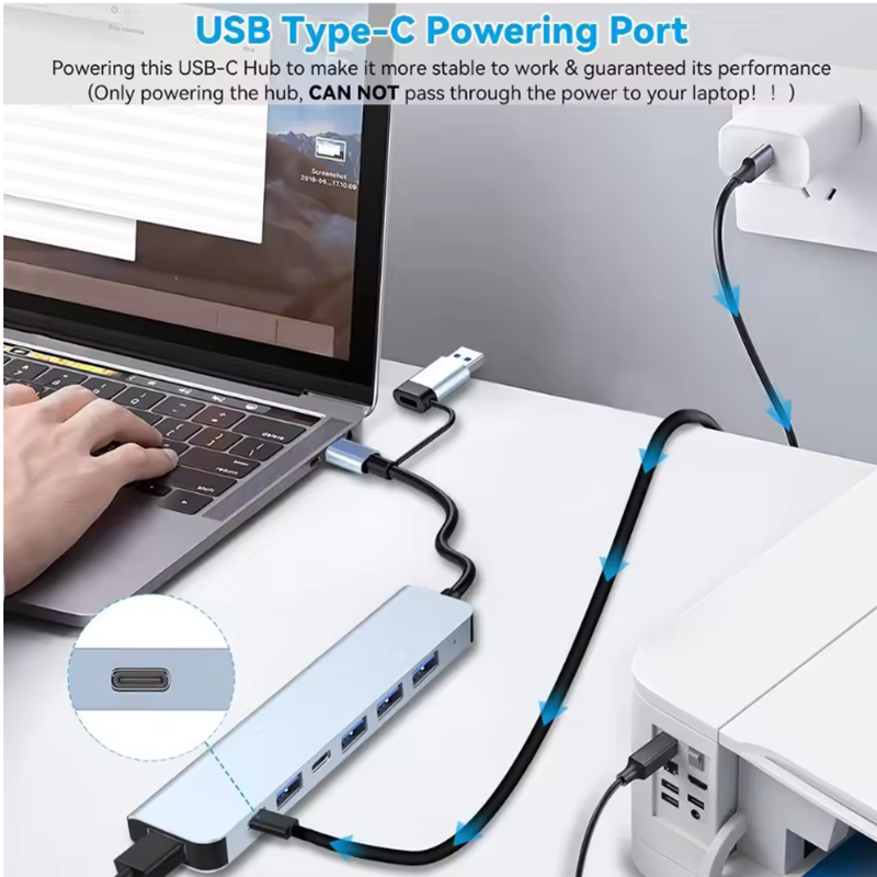 USB C Hub USB Splitter 8 in 1  - Home Assistant Sd บทวิจารณ์และราคา