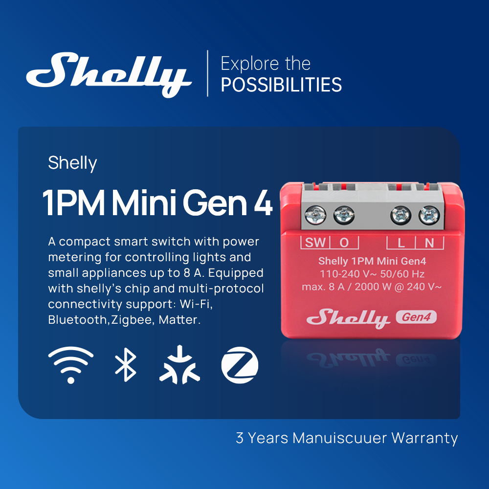 Shelly 1PM Mini Gen4 Zigbee Sm - Shelly Relay Module บทวิจารณ์และราคา