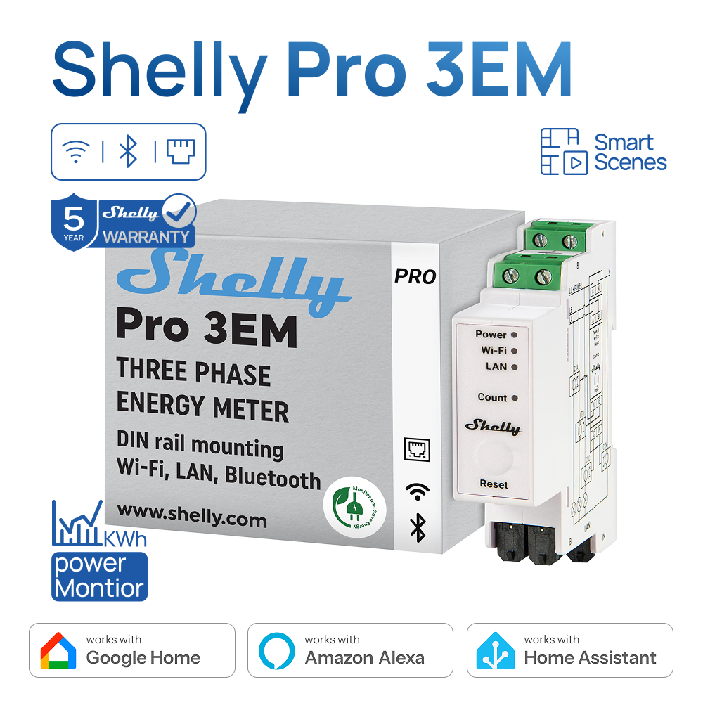 Shelly Pro 3EM 120A Lan Din Ra - Shelly Relay Module บทวิจารณ์และราคา
